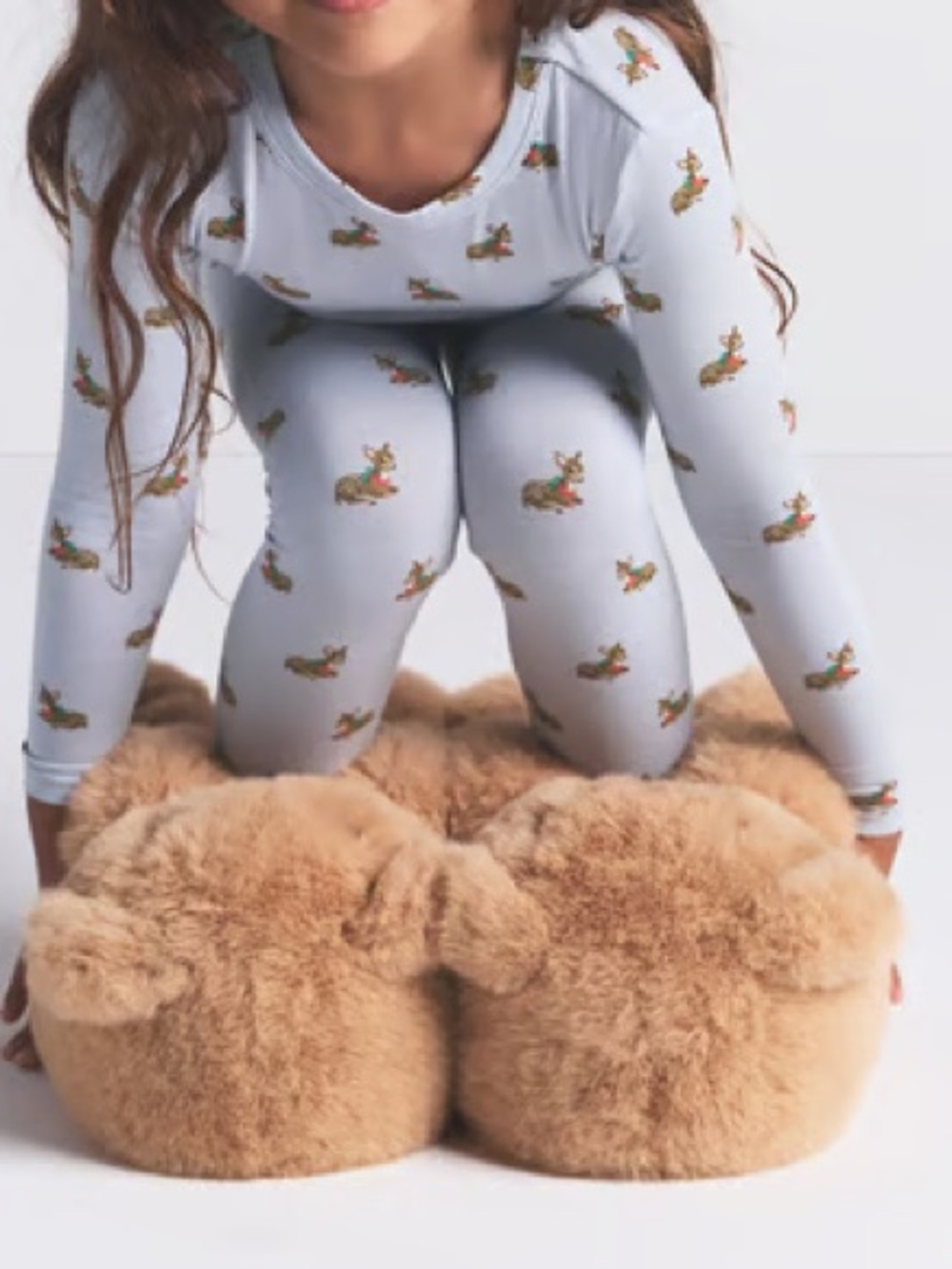 SKIMS Sleep Kids Pajama TOP ONLY - Zen Blue Baby Deer Print SIZE 5 kids NWT